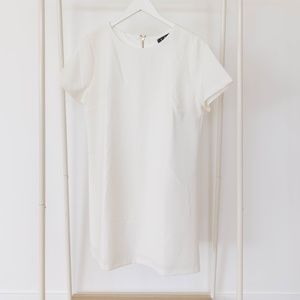 Lulu's White Short Sleeve Dress with Gold Zipper - Large